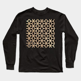 Abstract Pattern Shapes Golden / Black Long Sleeve T-Shirt